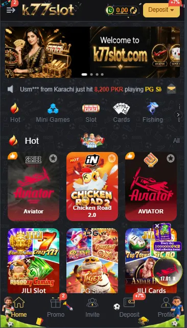 K77Slot home page image